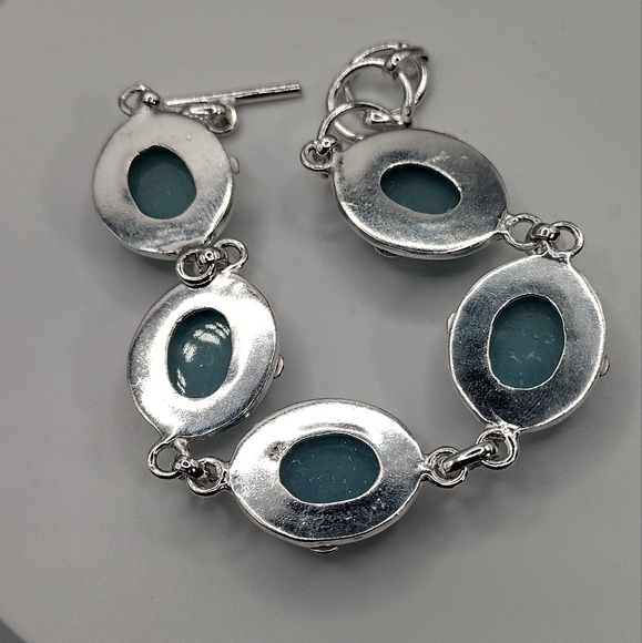 Sold elsewhere plaTriplet Opals Gemstones .925 Sterling Silver Bracelet Sz 7-8" - Picture 4 of 8